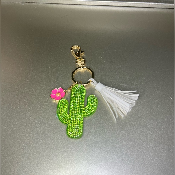 Sparkly faux crystal Cactus Keychain - Picture 2 of 2